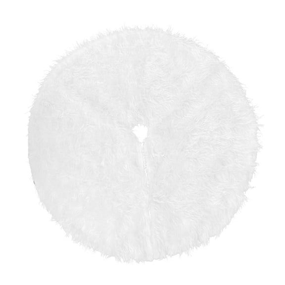 Shoreew Faux Fur Christmas Tree Skirt White Furry Christmas Tree Skirt Thick Soft Plush Rug for Winter Holiday Xmas Party Decoration