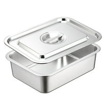 Shoreew Flat Bottom Square Basin Stainless Steel Extra Deep Lasagna Baking Pan with Lid Non-stick Roasting Casserole Dish