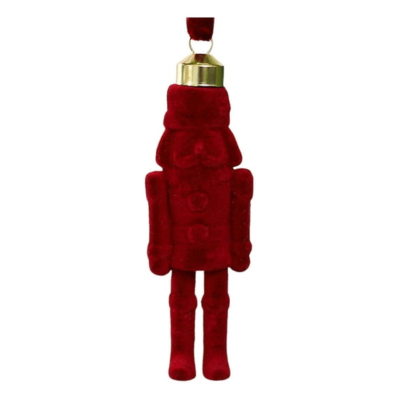 Shoreew Flocking Nutcracker Hanging Ornament Decorative Nutcrackers Statue Christmas Soldier Charm Holiday Tree Decoration Pendant