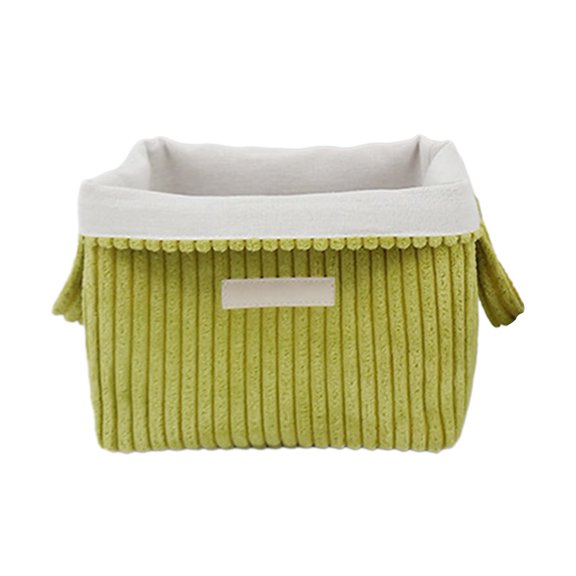 Shoreew Foldable Corduroy Storage Bin Collapsible Storage Basket with Side Handles Desktop Organizer for Toys Storage Vanity Organization