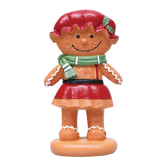 Shoreew Gingerbread Man Figurine Christmas Resin Gingerbread Statue with Dress/Suit Holiday Tabletop Ornament for Home Kitchen Mantel Decorations