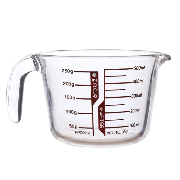 Shoreew Glass Measuring Cup with Handle 500/1000ml Heat-Resistant Pouring Spout Liquid Measurement Tool Easy-Pour Spout Cooking Utensil for Milk Eggs Mixing