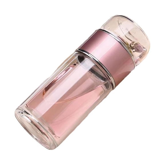 Shoreew Glass Tea Infuser Bottle 420ml Leakproof Tea Brewer Double Wall Insulation Portable Tea Maker for Loose Leaf And Fruit Infusion
