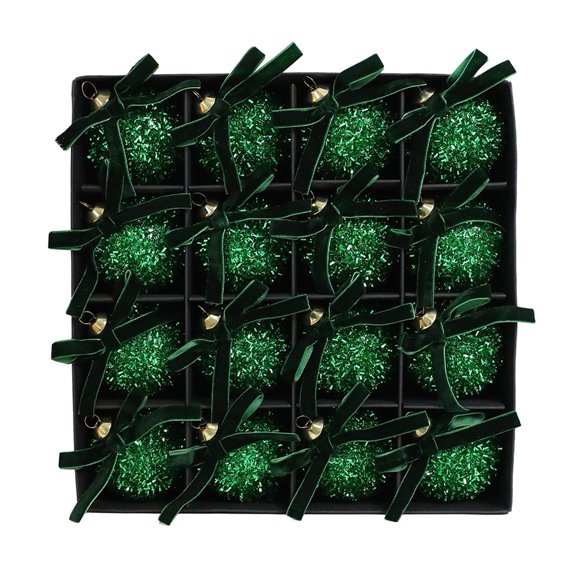 Shoreew Glitter Christmas Balls Ornament Sparkly Shatterproof Tinsel Balls with Bow Sequin Hanging Ball Xmas Tree Decoration for Xmas Wedding Indoor Outdoor Decor