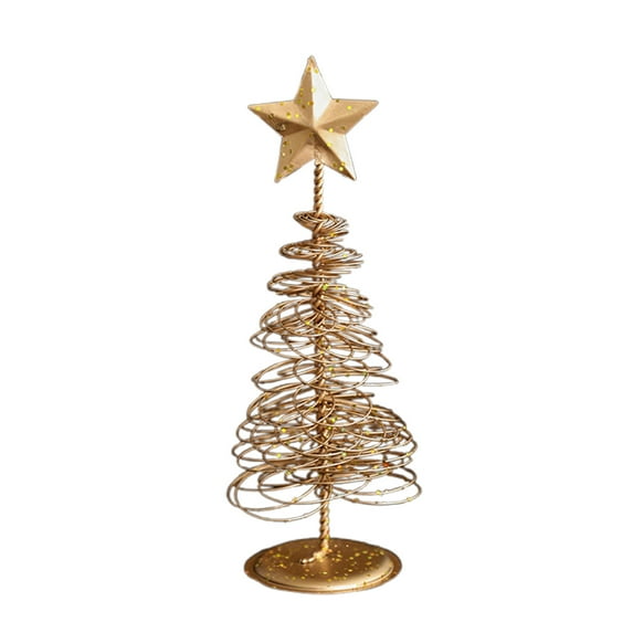 Shoreew Gold Spiral Christmas Tree Decor Glittering Tabletop Tree with Star Topper for Holiday Home Office Table Centerpiece Mantel Shelf Decor