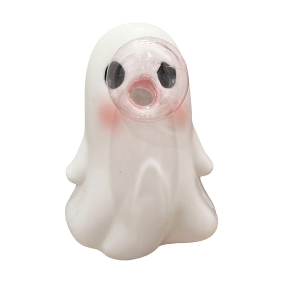Shoreew Halloween Ghost Figurine Pink Bubble Gum Ghost Statue Resin Tabletop Ornament for Home Office Shelf Tiered Tray Decor
