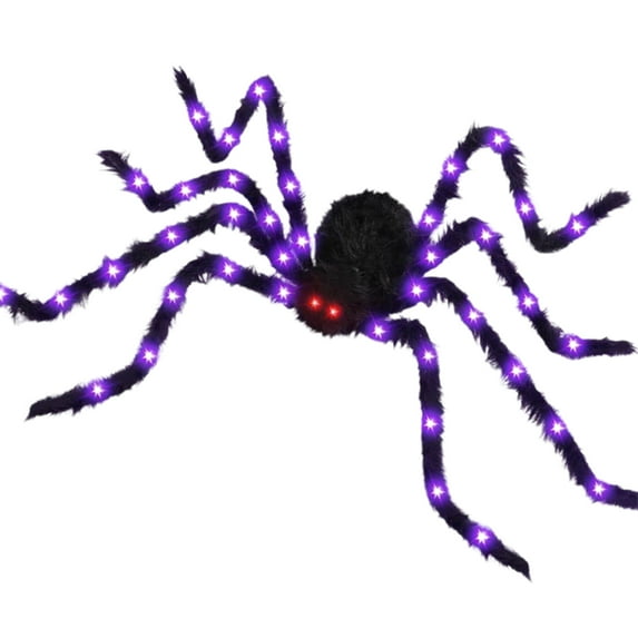 Shoreew Halloween Giant Light Up Spider Scary Realistic Hairy LED Spider with Bendable Legs for Indoor Outdoor Halloween Yard Home House Decor
