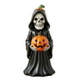 thumbnail image 1 of Shoreew Halloween Skull Pumpkin Figurine Resin Skeleton Holding Pumpkin Statue Spooky Tabletop Ornaments for Indoor Home Decor, 1 of 7