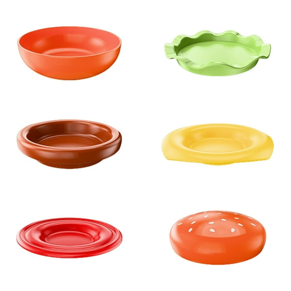 Shoreew Hamburger Appetizer Plates Set 6-Layer Mini Plate Sets for Dessert Sauces Dip Stackable Serving Dishes for Snacks Sushi Parties
