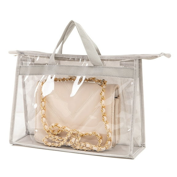 Shoreew Handbag Storage Organizer Dust Bag Waterproof Transparent Design Zipper Closure Purse Storage Organizer with Handle