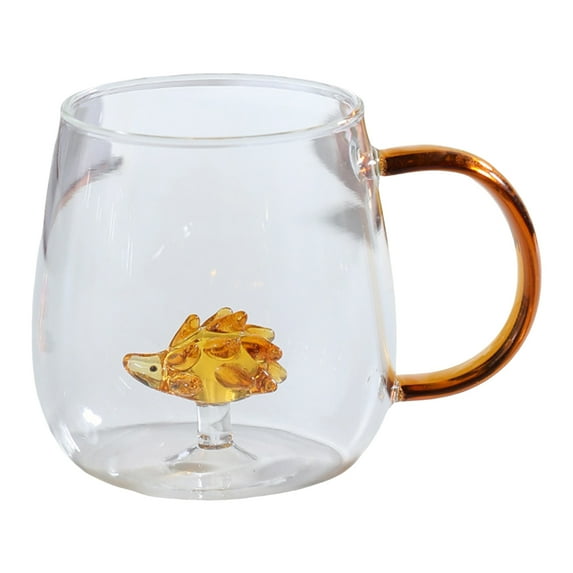 Shoreew Handmade Glass Cup Animal Plant Shape Transparent Water Cup Cute Coffee Milk Drink Cup with Colorful Handle