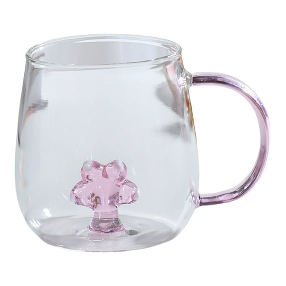 Shoreew Handmade Glass Cup Animal Plant Shape Transparent Water Cup Cute Coffee Milk Drink Cup with Colorful Handle