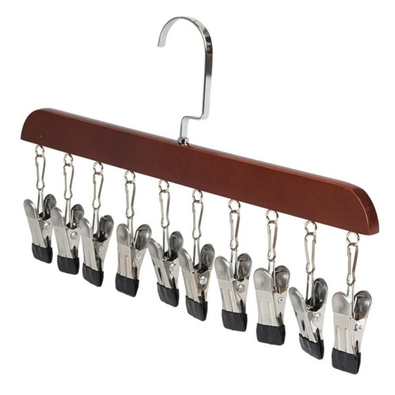 Shoreew Hat Organizer with 10 Clips Great Load Bearing Anti-slip Wardrobe Clothes Hanger Scarf Tie Clip Hanger Sock Drying Rack Shop Cap Display Holder