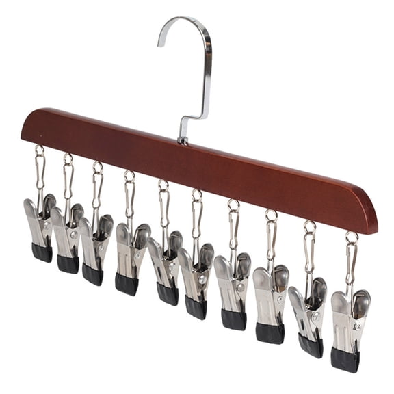 Shoreew Hat Organizer with 10 Clips Great Load Bearing Anti-slip Wardrobe Clothes Hanger Scarf Tie Clip Hanger Sock Drying Rack Shop Cap Display Holder