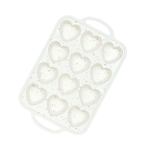 Shoreew Heart Shaped Silicone Muffin Pan with Metal Reinforced Frame 12 Cups Heart Baking Pan for Baking Heart Shaped Muffins Mold for Cupcakes Tartlets Egg Bites Chocolate