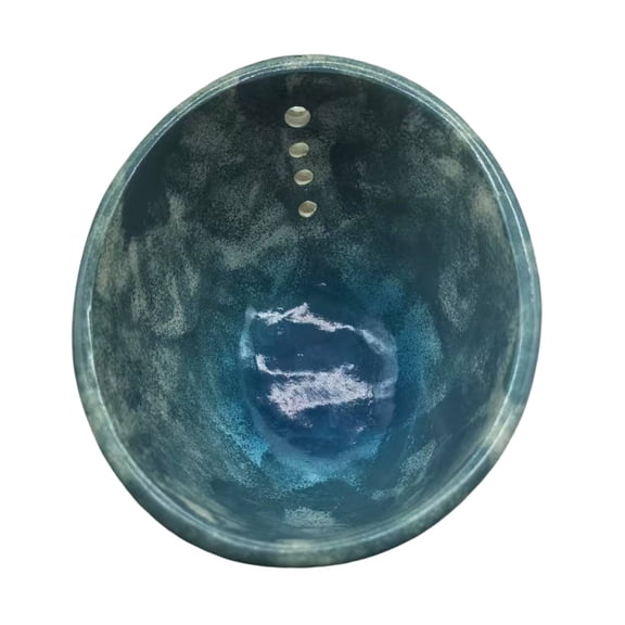 Shoreew Herb Stripper Bowl Pottery Herb Leaf Removal Tool Kitchen 4-Hole Herb Stripper Meal Prep Tool for Kale Collards Herbs