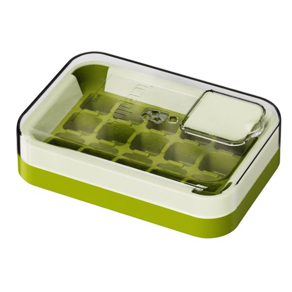 Shoreew Ice Cube Tray with Lid 15 Cubes Ice Grid Easy-Release Silicone Bottom Stackable Ice Trays for Freezer