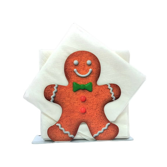 Shoreew Iron Gingerbread Man Napkin Holder Holiday Themed Design Iron Napkin Stand Paper Towel Storage Holder