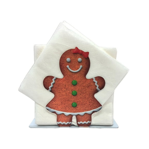 Shoreew Iron Gingerbread Man Napkin Holder Holiday Themed Design Iron Napkin Stand Paper Towel Storage Holder