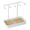 thumbnail image 1 of Shoreew Jewelry Organizer Rack with 5 Hook Necklace Holder Stand with Wooden Tray Anti-Slip Design Strage Rack for Necklaces Bracelets Earrings, 1 of 7