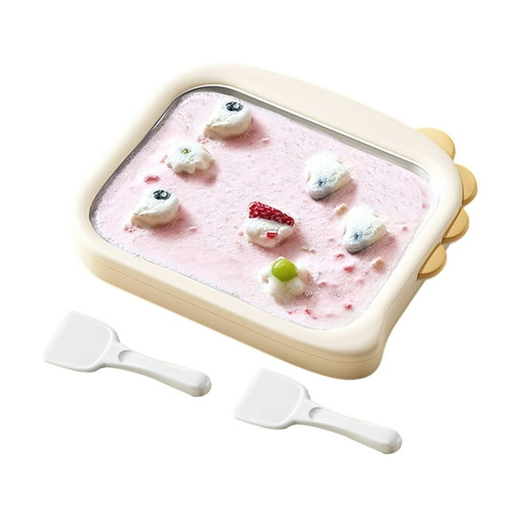 Shoreew Kids Ice Cream Maker Stainless Steel Freezing Yogurt & Sorbet Machine with 2 Scrapers No-Electricity DIY Homemade Rolled Ice Cream Kit for Family Fun