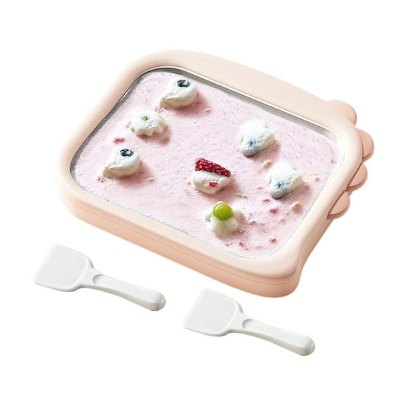 Shoreew Kids Ice Cream Maker Stainless Steel Freezing Yogurt & Sorbet Machine with 2 Scrapers No-Electricity DIY Homemade Rolled Ice Cream Kit for Family Fun