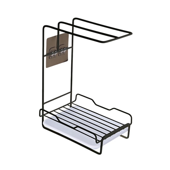 Shoreew Kitchen Storage Rack Wall-Mounted Design Space-Saving Installation No-Hole Punching Sponge Towel Holder Home Restaurant Organizer