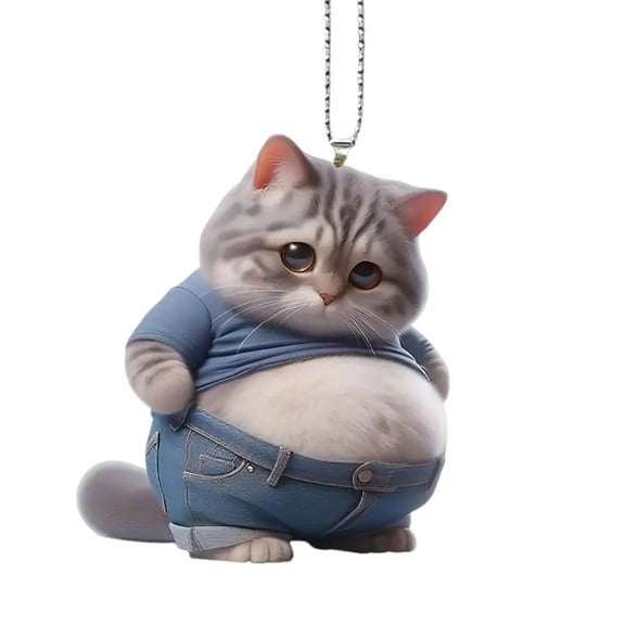 Shoreew Kitten Pattern 2D Acrylic Ornament Christmas Car Mirror Hanging Decoration Backpack Auto Accessory Car Decoration