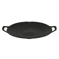 Shoreew Korean BBQ Grill Pan Non-stick Round Baking Pan for Indoor Cooking Barbecue Tray with Handles Cast Iron Frying Pan for Home Camping
