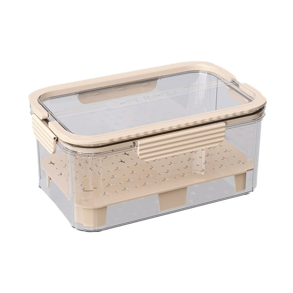 Shoreew Lettuce Storage Container Leak-Proof Clear Crisper Box Produce Saver 2-Tier Ice Cooler Basket Portable Fruit Container with Drainage Tray