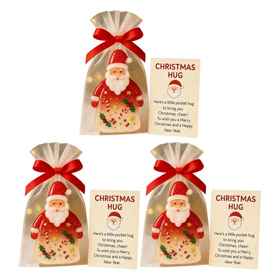 Shoreew Little Pocket Christmas Hug Cute Mini Resin Santa Claus Ornaments with Encouragement Cards Pocket Hug Card Gift for Family Friends