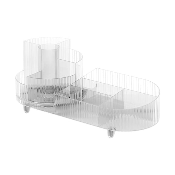 Shoreew Makeup Organizer Storage Rack with 9 Compartments Large Capacity Transparent 360-Degree Rotating Cosmetic Shelf Storage Holder