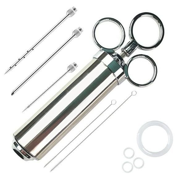 Shoreew Meat Injector Kit Marinade Seasoner with Stainless Steel Needles for BBQ Grill Turkey Ergonomic Design Seasoning Injector for Flavorful Meat Brisket