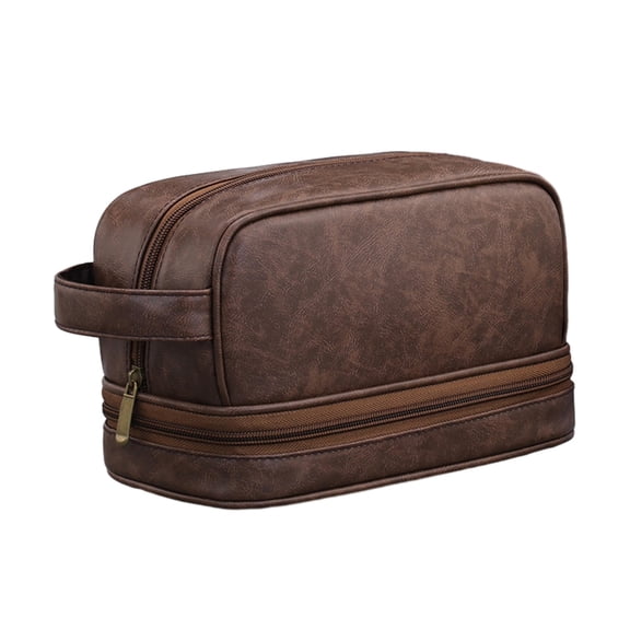 Shoreew Men Travel Toiletry Bag Faux Leather Waterproof Toiletry Organizer with Side Handle Wet Compartment Shaving Accessories Storage Bag for Business Trip Vacation