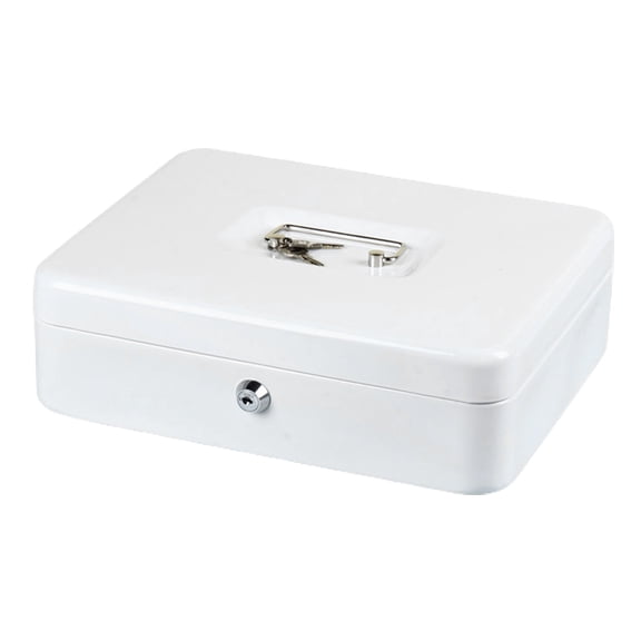 Shoreew Metal Money Box with Lock And 2 Keys Fireproof Cash Safe Box Anti-theft Shockproof Secure Multi Compartments Storage Valueable Things Deposit Tin