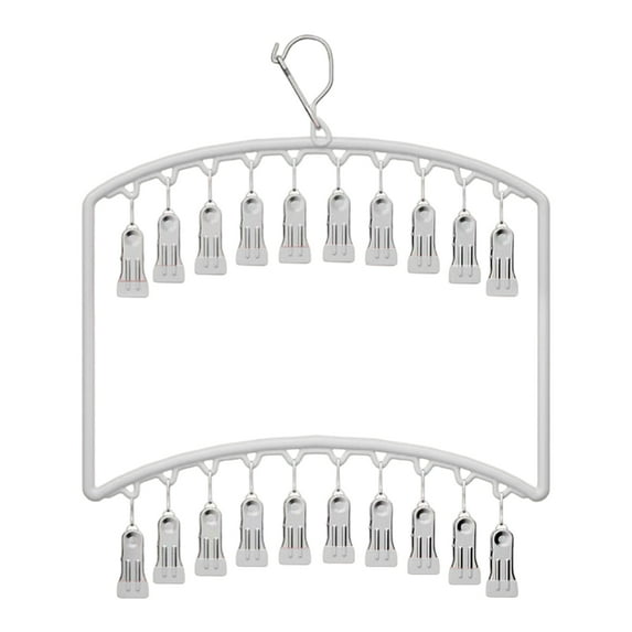 Shoreew Metal Sock Drying Rack Windproof Design 20 Clips Clothes Hanger Dryer Indoor Outdoor Clothes Drying Rack