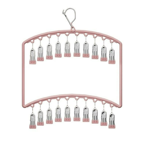 Shoreew Metal Sock Drying Rack Windproof Design 20 Clips Clothes Hanger Dryer Indoor Outdoor Clothes Drying Rack