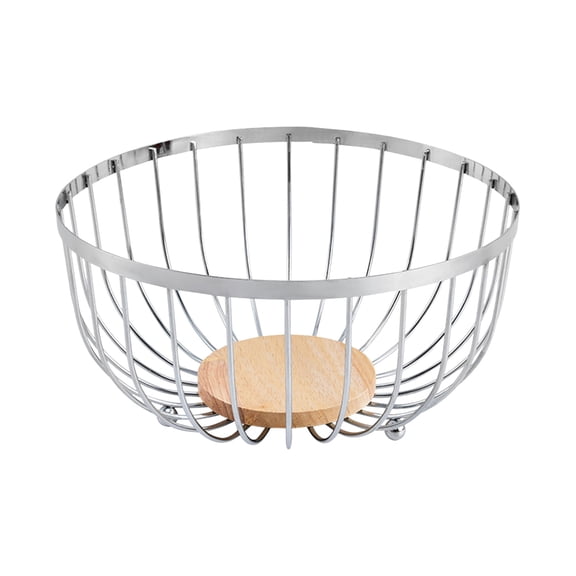 Shoreew Metal Wire Fruit Basket Large Round Storage Baskets for Bread Modern Fruit Bowl Kitchen Counter Vegetable Stand Holder for Snacks