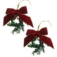 thumbnail image 1 of Shoreew Mini Christmas Cedar Wreath Small Artificial Xmas Wreath with Bell And Ribbon Bow for Christmas Tree Mantle Window Fireplace Kitchen Decoration, 1 of 7