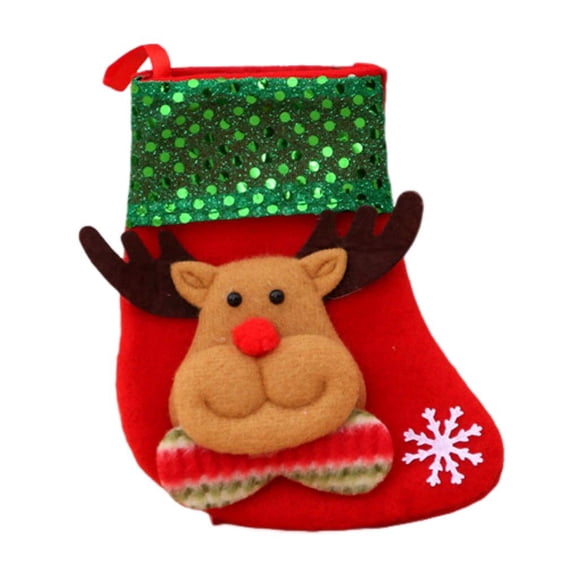 Shoreew Mini Christmas Stockings 6 Inch Small Christmas Stockings with Glitter Sequin Cuff 3D Snowman Bear Santa Claus Reindeer Hanging Socks for Xmas Tree Fireplace Decor