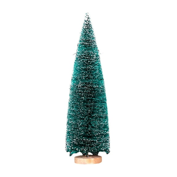 Shoreew Mini Christmas Tree Sisal Snow Frost Artificial Pine Tree with Wooden Base Small Bottle Brush Tree Ornament for Winter Tabletop Home Decor