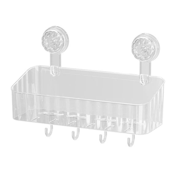 Shoreew No-Drilling Corner Shower Caddy Suction Cup Holder with Hook Strong Load-bearing Easy to Install Removable Basket Storage Shelf