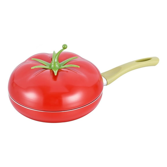 Shoreew Nonstick Soup Pot Milk Pot Pasta Can Tomato-Shaped Cocotte Cooking Pot for Stewing Frying And Poaching Cute Vegetable Shape Electric Stove Pan