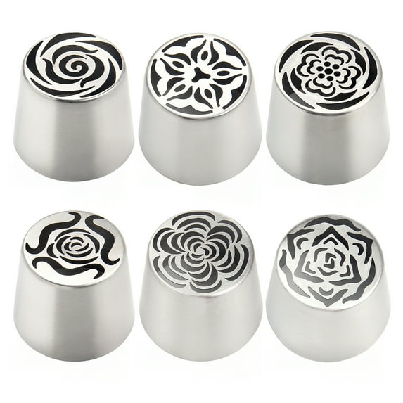 Shoreew Oversized Russian Piping Tip Set Decorative Marshmallow Nozzle Stainless Steel Flower Nozzles for DIY Baking 3D Bouquets Roses And Patterns Cake Decoration Supplies