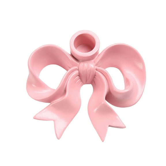 Shoreew Pink Bow Ceramic Candle Holder Taper Candle Stand Candlestick Table Centerpiece Holiday Party Home Office Desktop Decoration