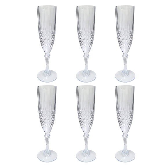 Shoreew Plastic Champagne Flutes Transparent Wine Glasses Shatterproof Reusable Wine Goblets Elegant Drinkware for Weddings Parties Toasting