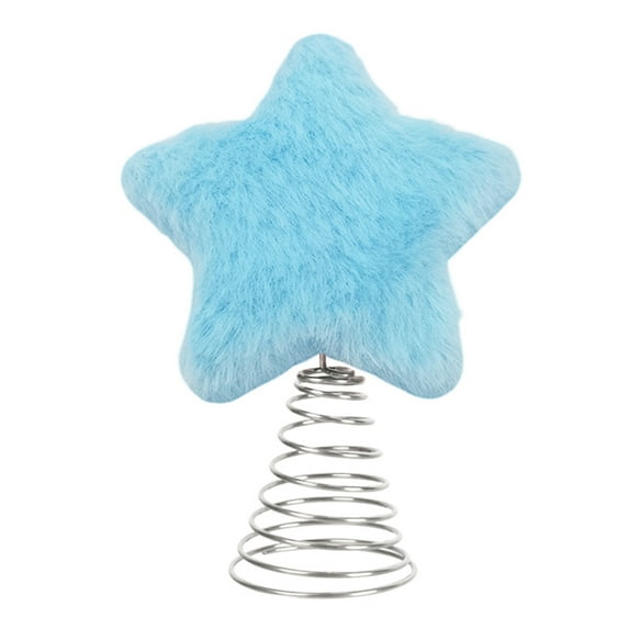 Shoreew Plush Star Tree Topper Furry Star Christmas Treetop Ornaments for Winter Rustic Holiday Xmas Party Decoration