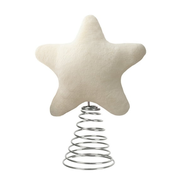 Shoreew Plush Star Tree Topper Furry Star Christmas Treetop Ornaments for Winter Rustic Holiday Xmas Party Decoration