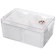 thumbnail image 1 of Shoreew Refrigerator Storage Box with 4 Detachable Bins Clear Lid Large Capacity Rectangle Fridge Vegetables Fruits Organizer Holder Kitchen Food Container, 1 of 7