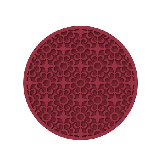 Shoreew Retro Patterned Silicone Coaster Heat Insulation Easy to Clean Reusable Vintage Round Soft Coaster